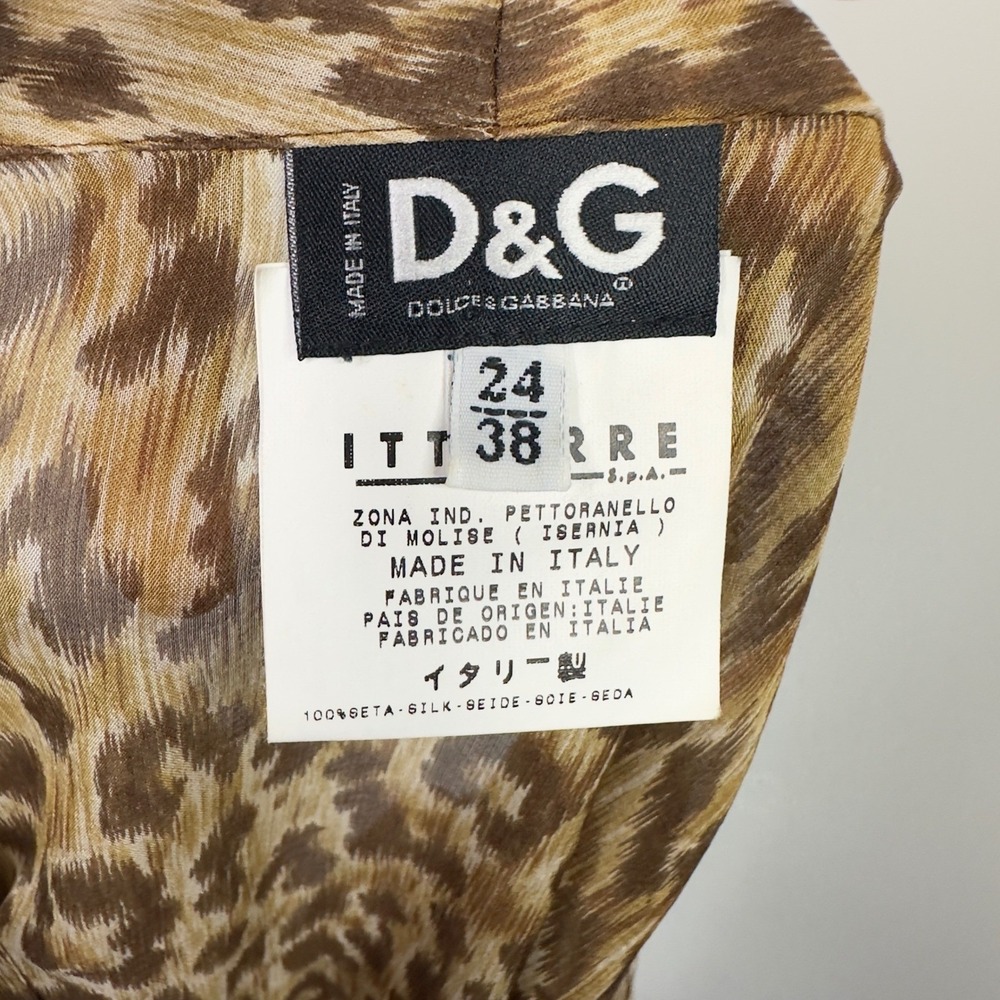 D&G Dolce Gabbana Leopard Silk Tie Blouse Womens IT38/XS Italy Luxury Maximalist - Picture 8 of 13
